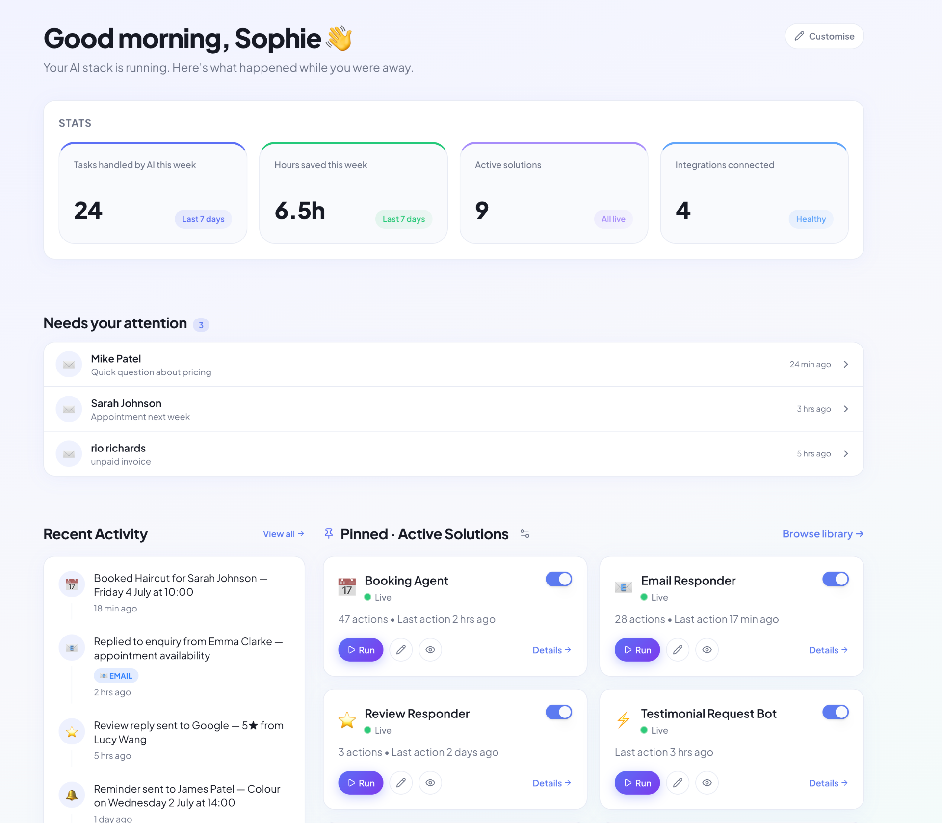 Rova dashboard